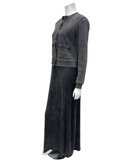 ORD DRV26935 + TRV26936 Black Wash Sleeveless Maxi Jumper & Cardigan Set Myselflingerie.com