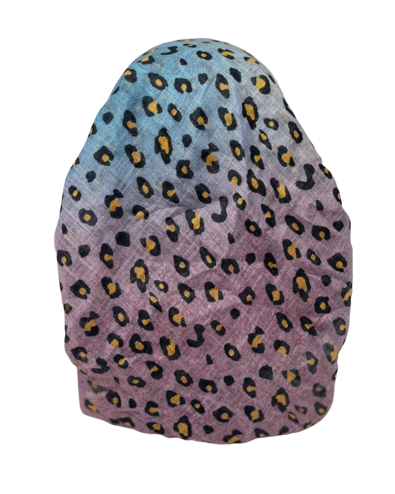 It's Younique OB-AN-GY Grey Shimmer Animal Print Pre-Tied Open Back Bandanna with Velvet Grip Myselflingerie.com