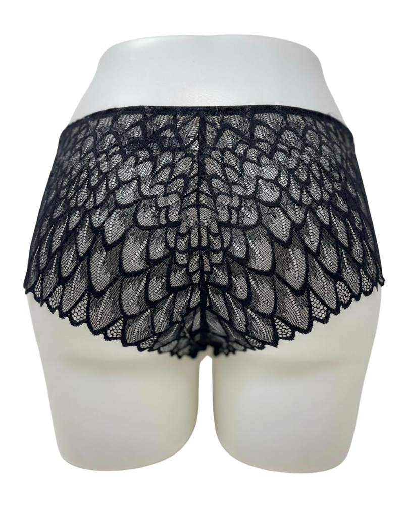 Montelle 9305 Black Lacy Brazilian Panty Myselflingerie.com