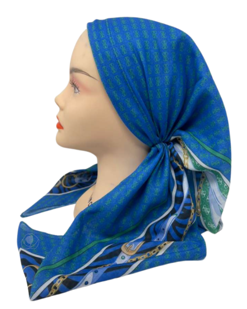 OB-GUCBE-RO Royal Blue Gucci Inspired Belts Pre-Tied Open Back Bandanna with Velvet Grip