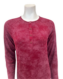 Angelice S-7142 Merlot Logo Snaps Ribbed Modal Nightgown Myselflingerie.com