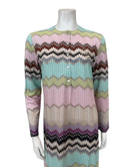 Furstenburg 51330576LI Pastel Tones Zig Zag Print Modal Button Down Nightgown Myselflingerie.com