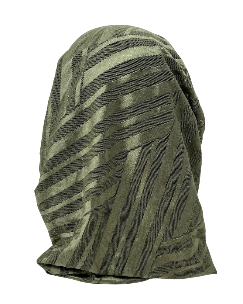 Ahead VT2601 Olive Green Waverly Mesh Versatile Style Long Tails Open Back Pre-Tied Bandanna Myselflingerie.com