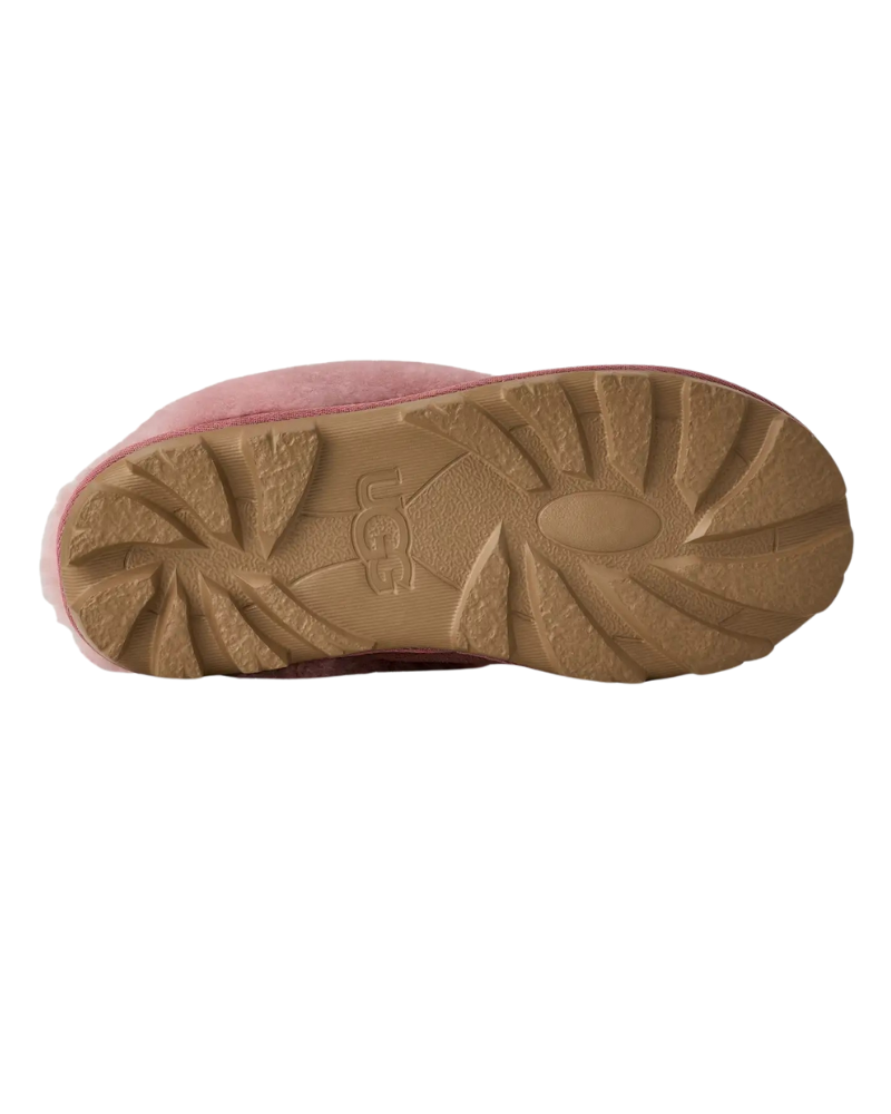 UGG 5125 Pink Dawn Coquette Clog Suede Slippers with Fur Trim Myselflingerie.com