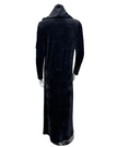 Sparrow S7533 Black Plush with Covered Pockets Semi Zip Hooded Lounger Morning Robe Myselflingerie.com