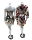 Mari M. 36370 + 36376 Printed Bloom Poly Silk Chemise & Wrap Set Myselflingerie.com