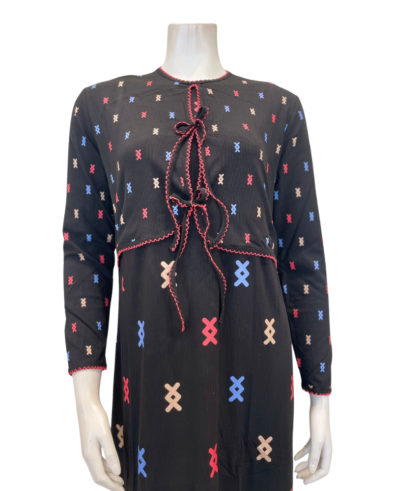 Mega Dreams 392517 Black/Multicolor Bolero Modal Nursing Nightgown Myselflingerie.com