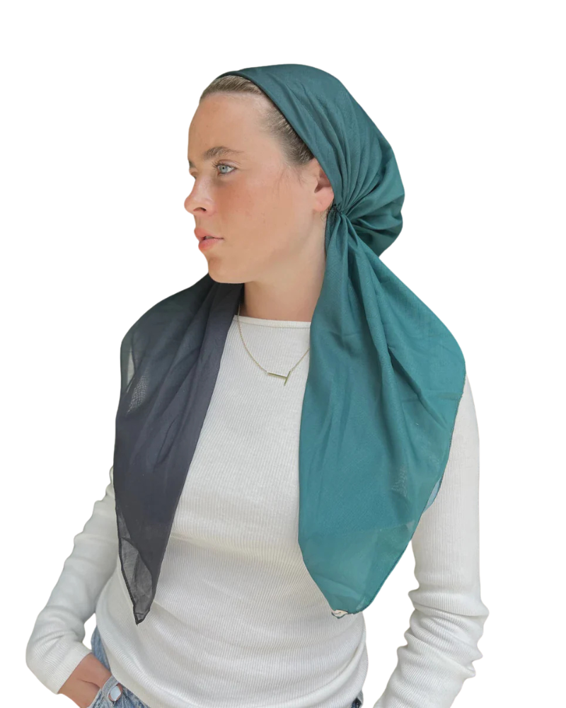 Scarf Bar Ombre Emerald Classic Pre-Tied Bandanna with Velvet Grip Myselflingerie.com