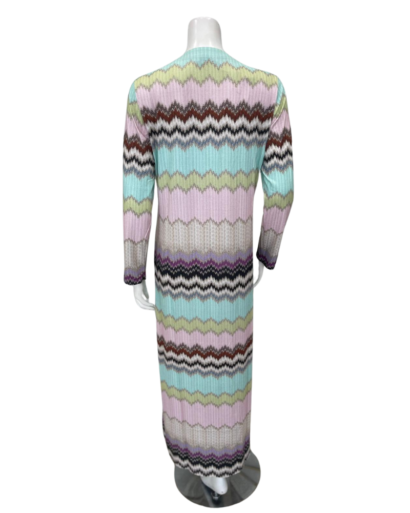 Furstenburg 51330576LI Pastel Tones Zig Zag Print Modal Button Down Nightgown Myselflingerie.com