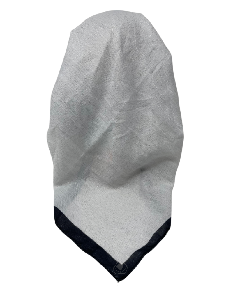 It's Younique OB-BOR-BK White Shimmer Black Border Pre-Tied Open Back Bandanna with Velvet Grip Myselflingerie.com