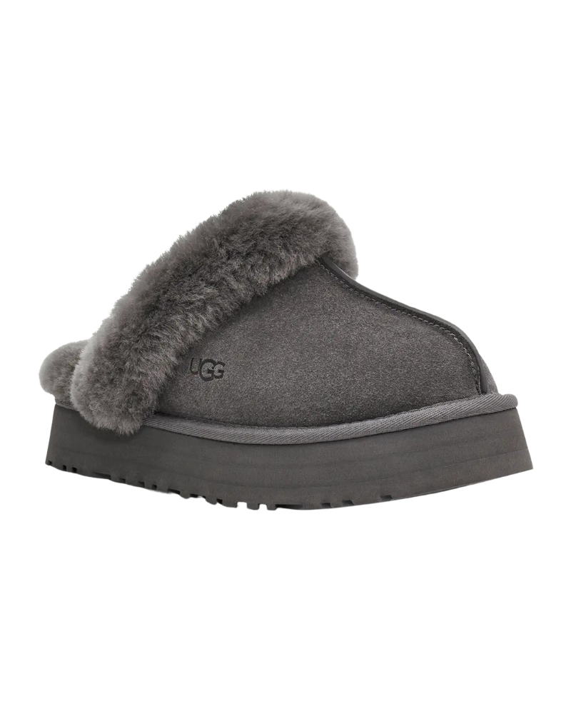UGG 1122550 Charcoal Disquette Slippers with Fur Trim Myselflingerie.com