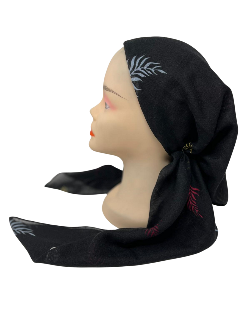 Lizi Headwear ALVBLCF Black/Colorful Leaves Pre-Tied Bandanna with Full Grip myselflingerie.com