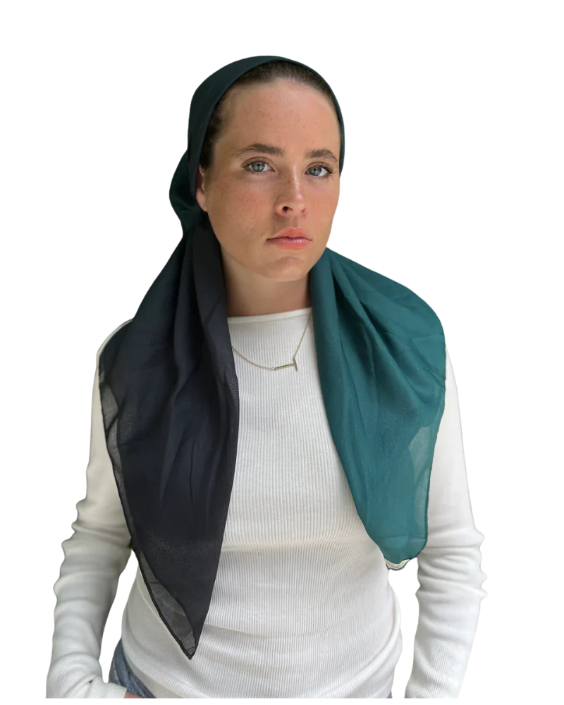 Scarf Bar Ombre Emerald Classic Pre-Tied Bandanna with Velvet Grip Myselflingerie.com