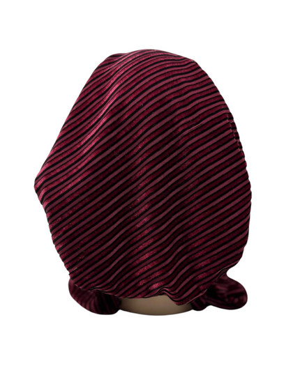 Triple Up BL893 Burgundy/Black Velvet Ribbed Lined Pre-Tied Bandanna Myselflingerie.com