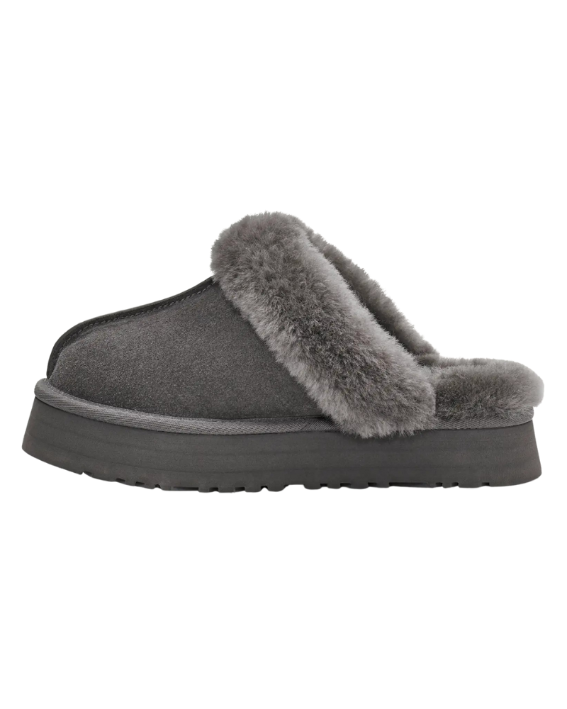 UGG 1122550 Charcoal Disquette Slippers with Fur Trim Myselflingerie.com