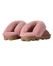 UGG 5125 Pink Dawn Coquette Clog Suede Slippers with Fur Trim Myselflingerie.com