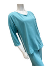 Iora Lingerie 25212M Wedgewood Blue Trimmed 100% Organic Cotton Pajamas Set Myselflingerie.com
