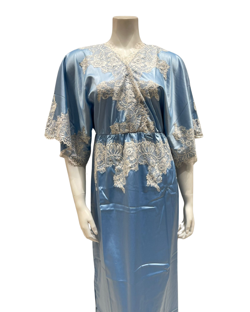Mari M. 36218 Bleu Classic Poly Silk Kaftan Gown Myselflingerie.com