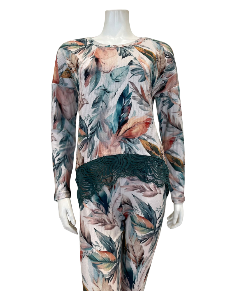 Oh! Zuza 4526 Floral Print Ribbed Modal Pajamas Set Myselflingerie.com