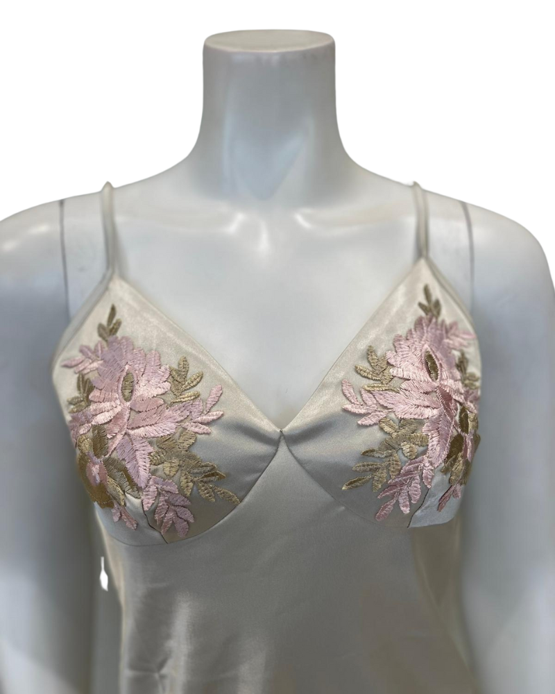 Isayes Lingerie 300316 + 180149 Pink Embroidery Sage Chemise & Wrap Set Myselflingerie.com