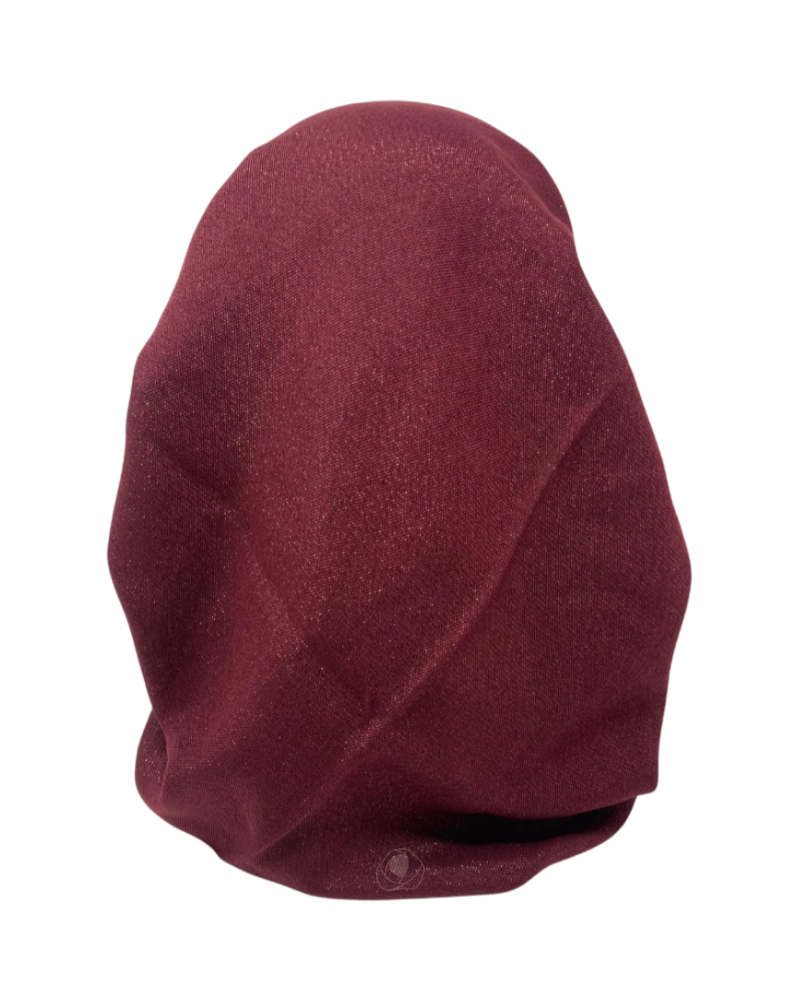 It's Younique OB-SHIM-MA Solid Maroon Shimmer Pre-Tied Open Back Bandanna with Velvet Grip Myselflingerie.com