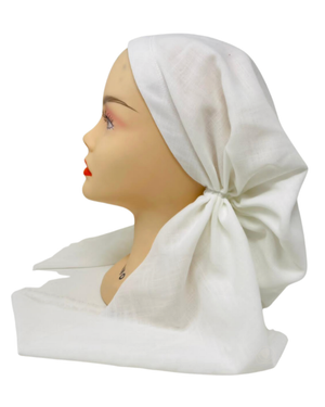 Cherie  White Solid Fringe Design Adjustable Closed Back Pre-Tied Bandanna