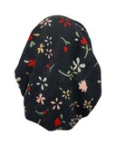 Lizi Headwear ACFBLBU Black/Red Floral Crimped Pre-Tied Bandanna with Full Grip Myselflingerie.com