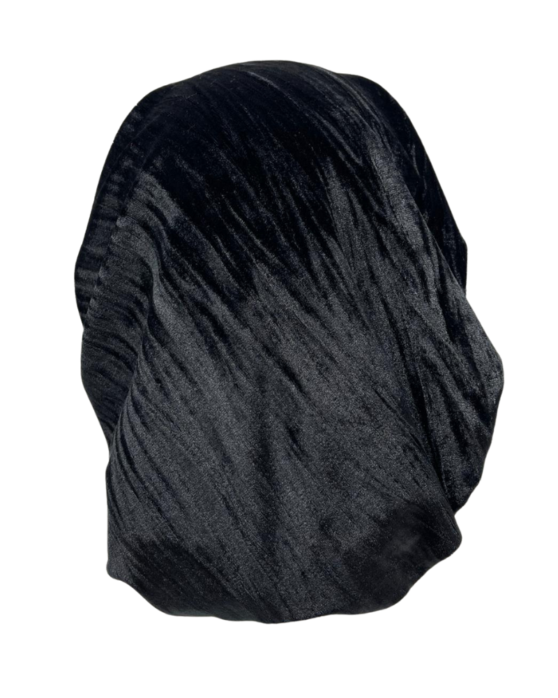 Cherie HA-DESVLVT-BK Black Designed Adjustable Pre-Tied Bandanna Myselflingerie.com