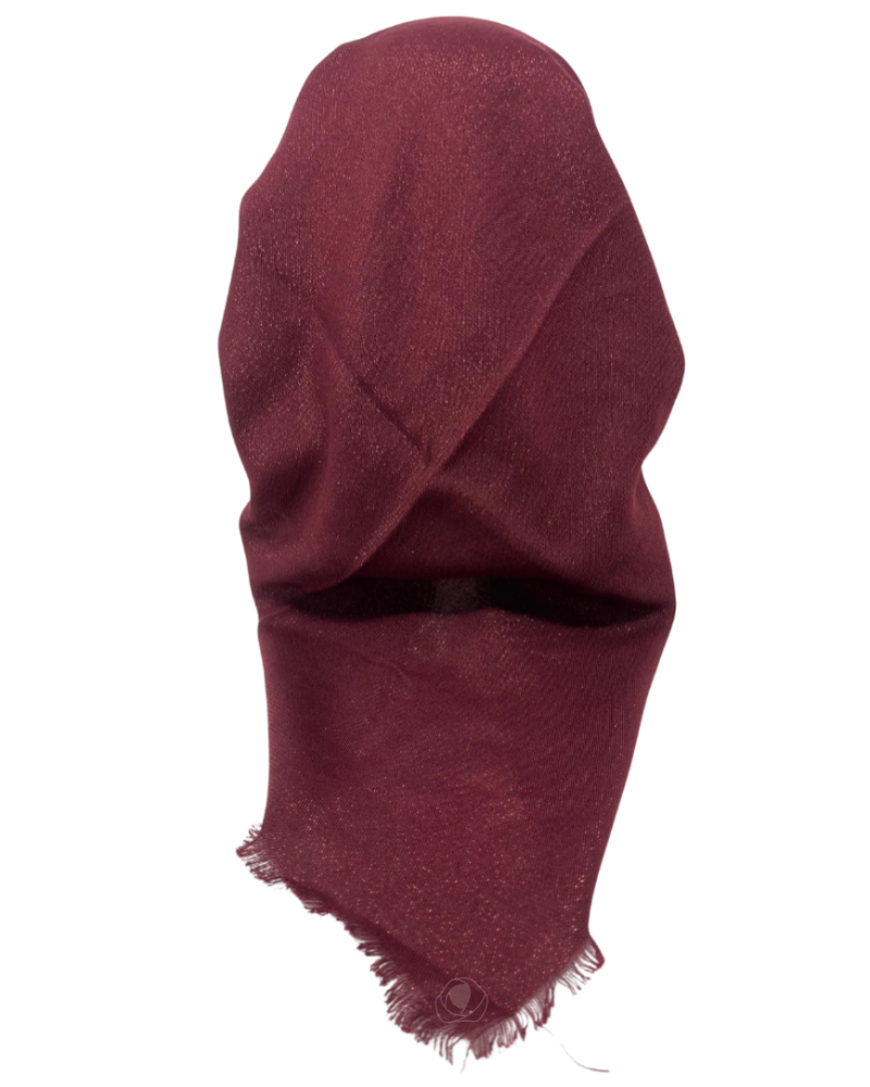 It's Younique OB-SHIM-MA Solid Maroon Shimmer Pre-Tied Open Back Bandanna with Velvet Grip Myselflingerie.com