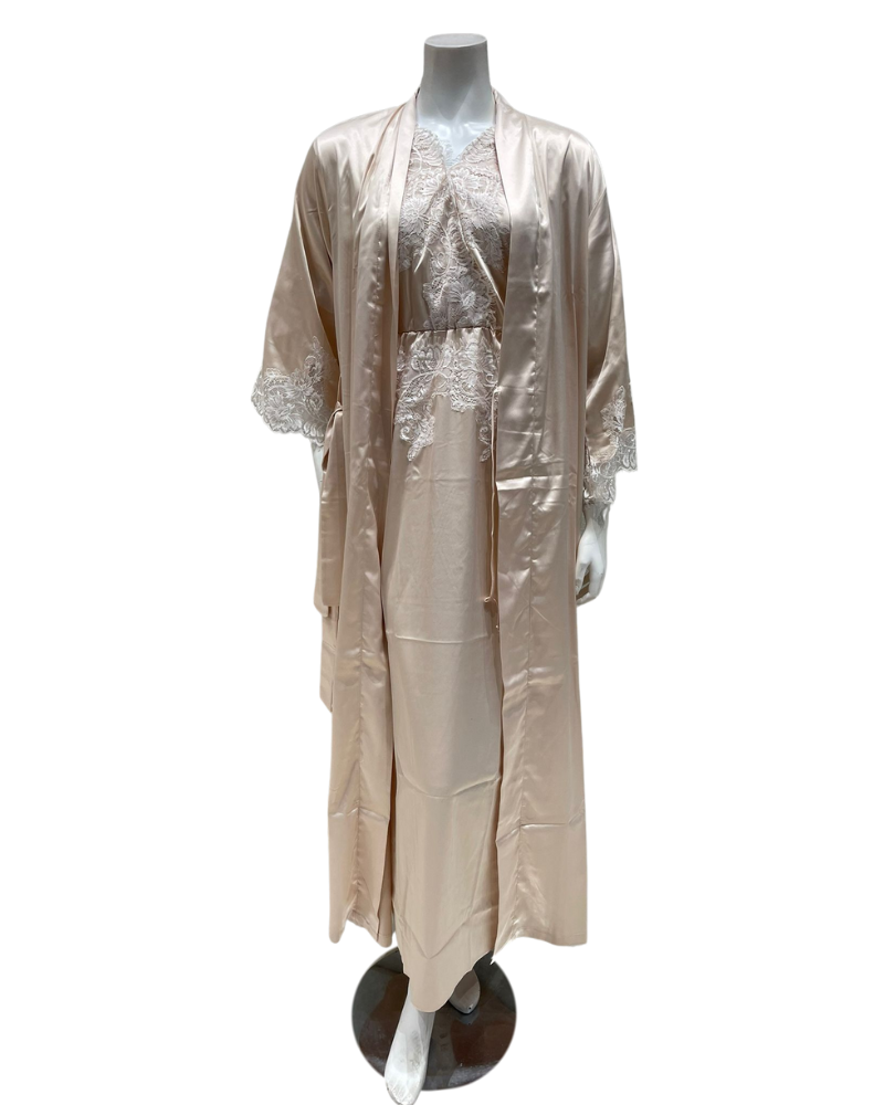 Mari M. 36218 Cream Classic Poly Silk Kaftan Gown Myselflingerie.com