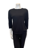 Oh! Zuza OZ214PJM Black Ribbed Modal Pajamas Set Myselflingerie.com