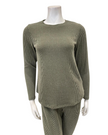 Jackie O'Loungewear PJSET-OLV Olive Ribbed Heather Round Neck Modal Pajamas Set Myselflingerie.com