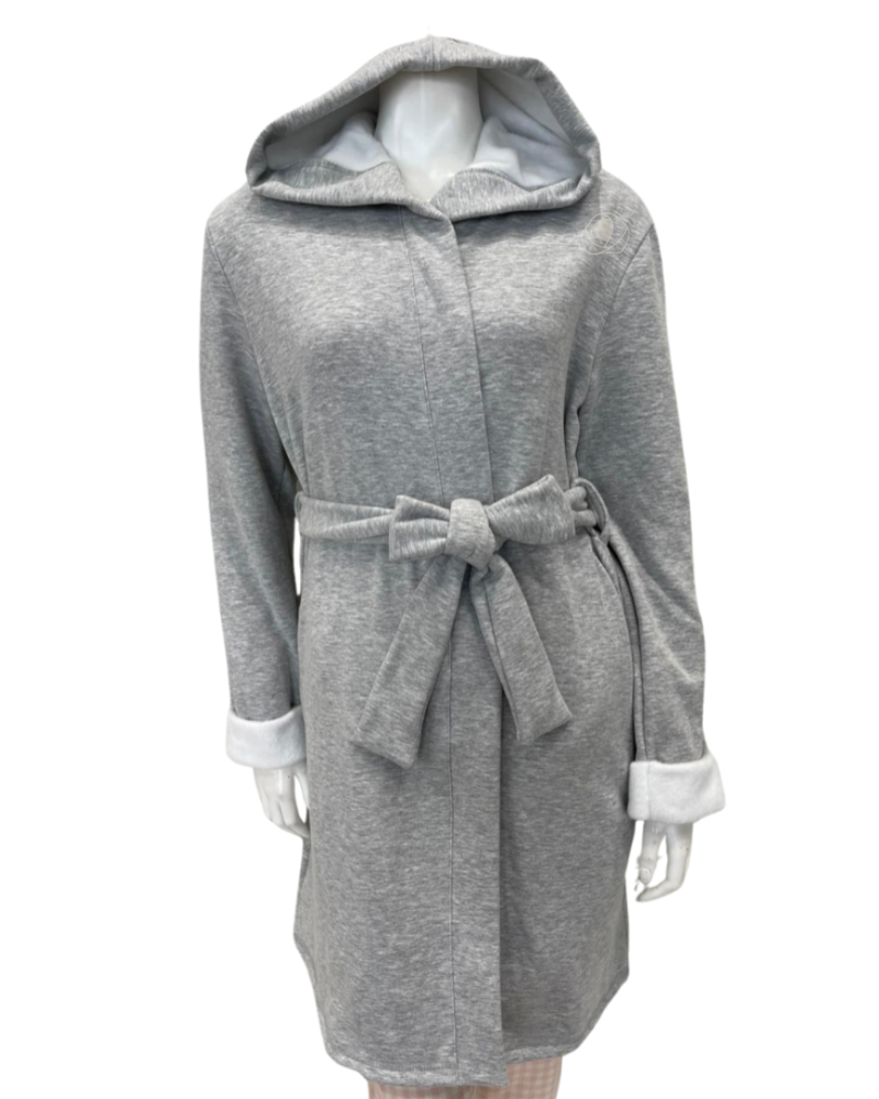 altimge2 for Fleur't Heather Grey Cozy Short Morning Robe Myselflingerie.com