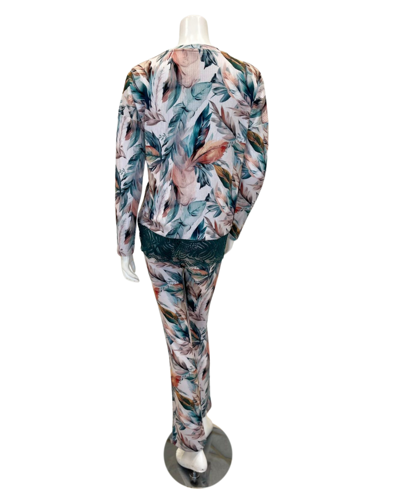 Oh! Zuza 4526 Floral Print Ribbed Modal Pajamas Set Myselflingerie.com