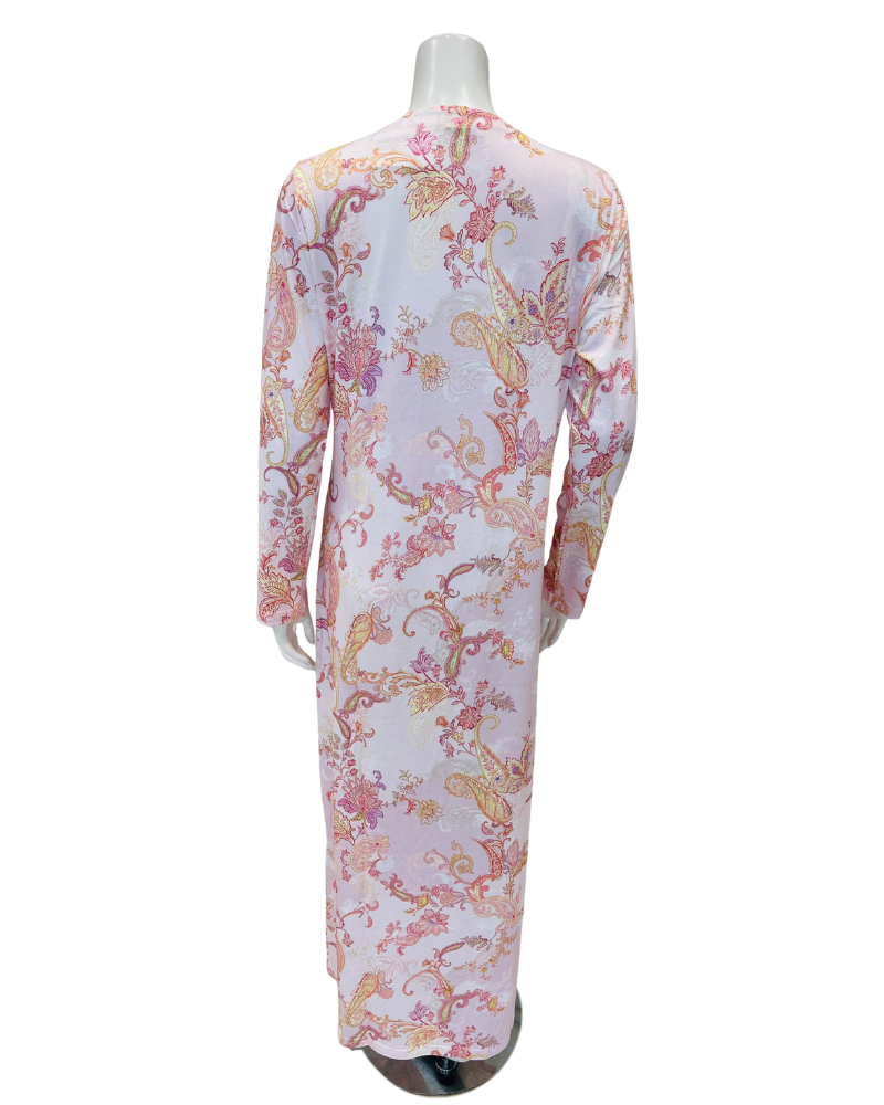 Furstenburg 25290276LI Rose Paisley Button Down Cotton Blend Nightgown Myselflingerie.com