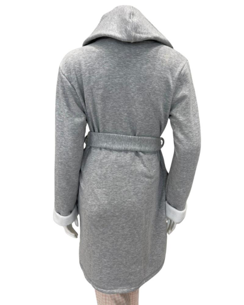 altimge3 for Fleur't Heather Grey Cozy Short Morning Robe Myselflingerie.com