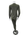 Jackie O'Loungewear PJSET-OLV Olive Ribbed Heather Round Neck Modal Pajamas Set Myselflingerie.com