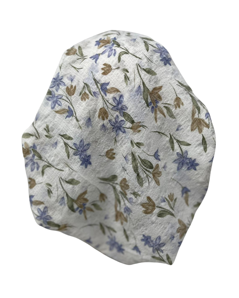 Lizi Headwear ATUWH Tulip Print White Pre-Tied Bandanna with Full Grip Myselflingerie.com