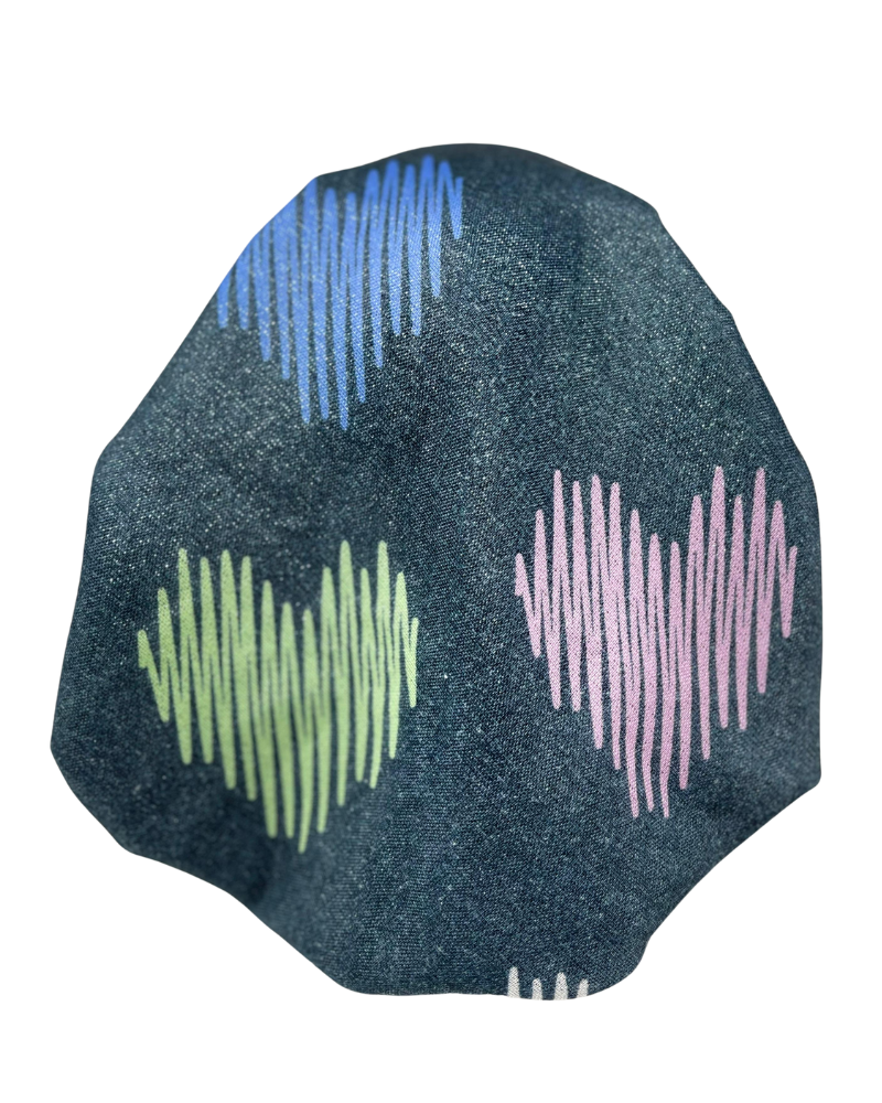 It's Younique PP-SHIM-HEA Scribbled Hearts Black Shimmer Pre-Tied Bandanna with Velvet Grip Myselflingerie.com