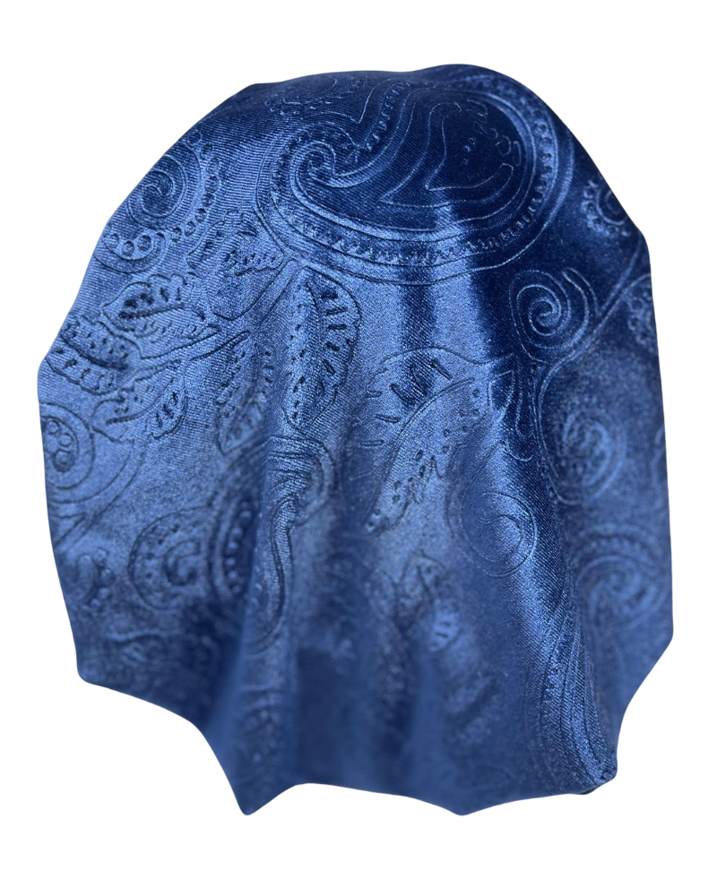Triple Up BUL1010 Blue Velvet Paisley Unlined Pre-Tied Bandanna Myselflingerie.com