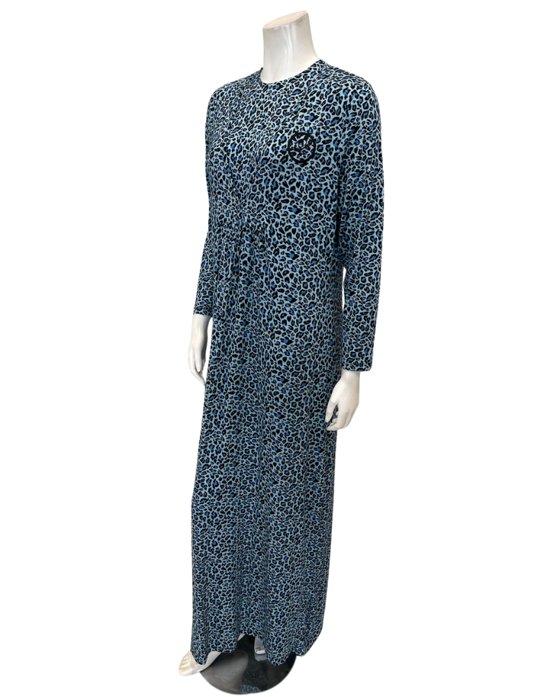 Lunderbeck N5082-24V Azure Blue Candy Leopard Modal Versatile Nursing Nightgown Myselflingerie.com