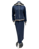 Sparrow S-7316 Denim Blue Terry Maxi Skirt Myselflingerie.com