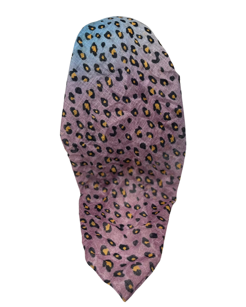 It's Younique OB-AN-GY Grey Shimmer Animal Print Pre-Tied Open Back Bandanna with Velvet Grip Myselflingerie.com