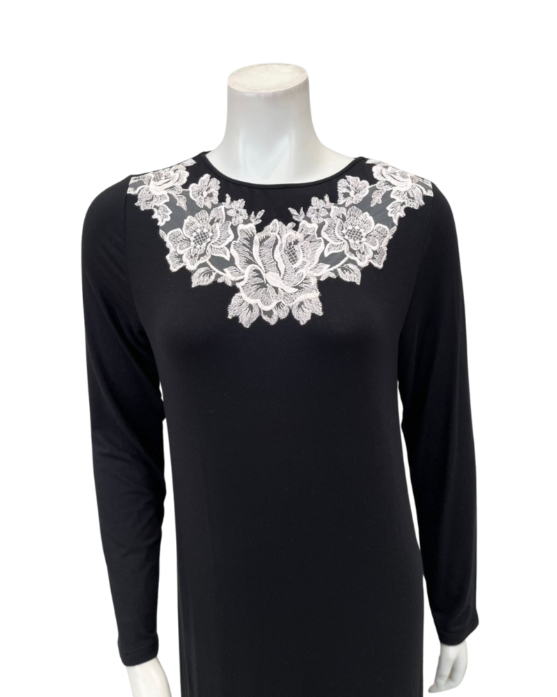 Verdiani 4435 Black/Pink Necklace Lace Applique Pull On Modal Nightown Myselflingerie.com