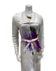 Angelice S7478 Purple Floral Cream Satin Button Down Morning Robe Myselflingerie.com