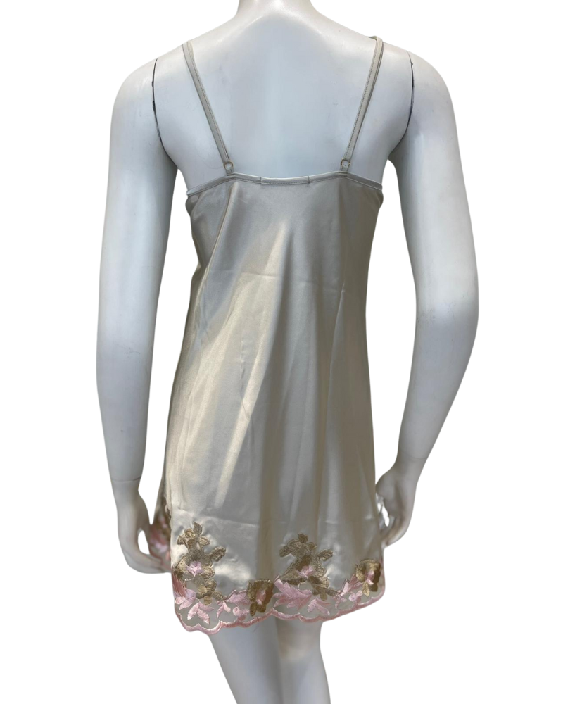 Isayes Lingerie 300316 + 180149 Pink Embroidery Sage Chemise & Wrap Set Myselflingerie.com