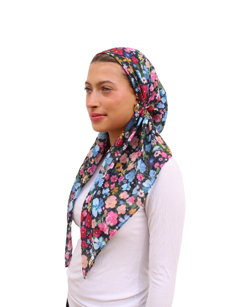 Scarf Bar Midnight Garden Classic Pre-Tied Bandanna with Velvet Grip Myselflingerie.com