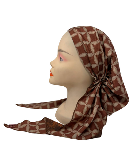 Lizi Headwear ETCH002 Rust Geometric Pre-Tied Bandanna with Full Grip Myselflingerie.com