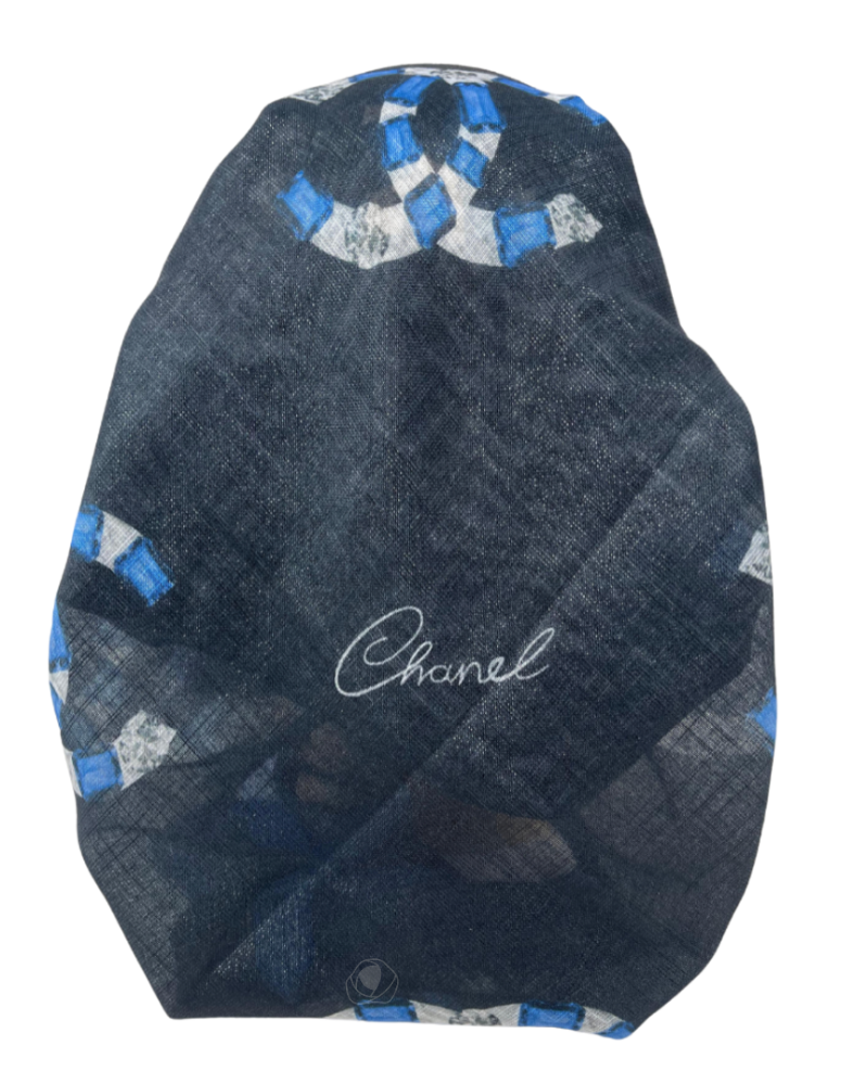 It's Younique OB-CC-BL Blue Designer Inspired Metallic Pre-Tied Open Back Bandanna with Velvet Grip Myselflingerie.com