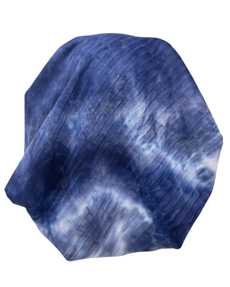 Triple Up BUL101-E Blue Ribbed Tie Dye Unlined Pre-Tied Bandanna Myselflingerie.com